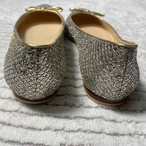 Enzo Angiolini Aeniltm Glitter Covered Sparkly Ballet Flats 8 Womens Silver Gold - Picture 4 of 9